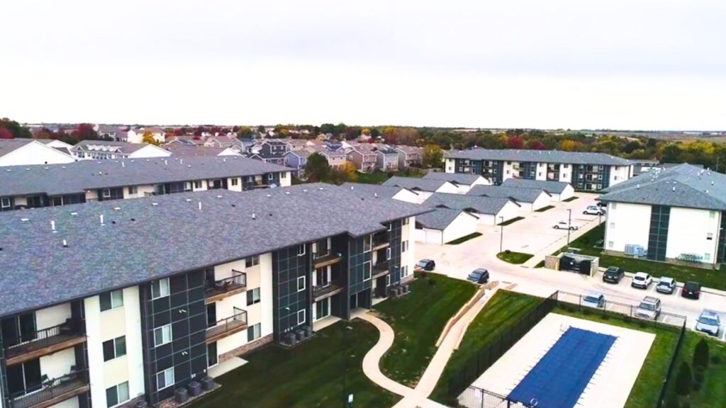 Aerial view of sub-urban homes in Norwalk, Iowa